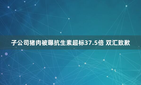 子公司猪肉被曝抗生素超标37.5倍 双汇致歉